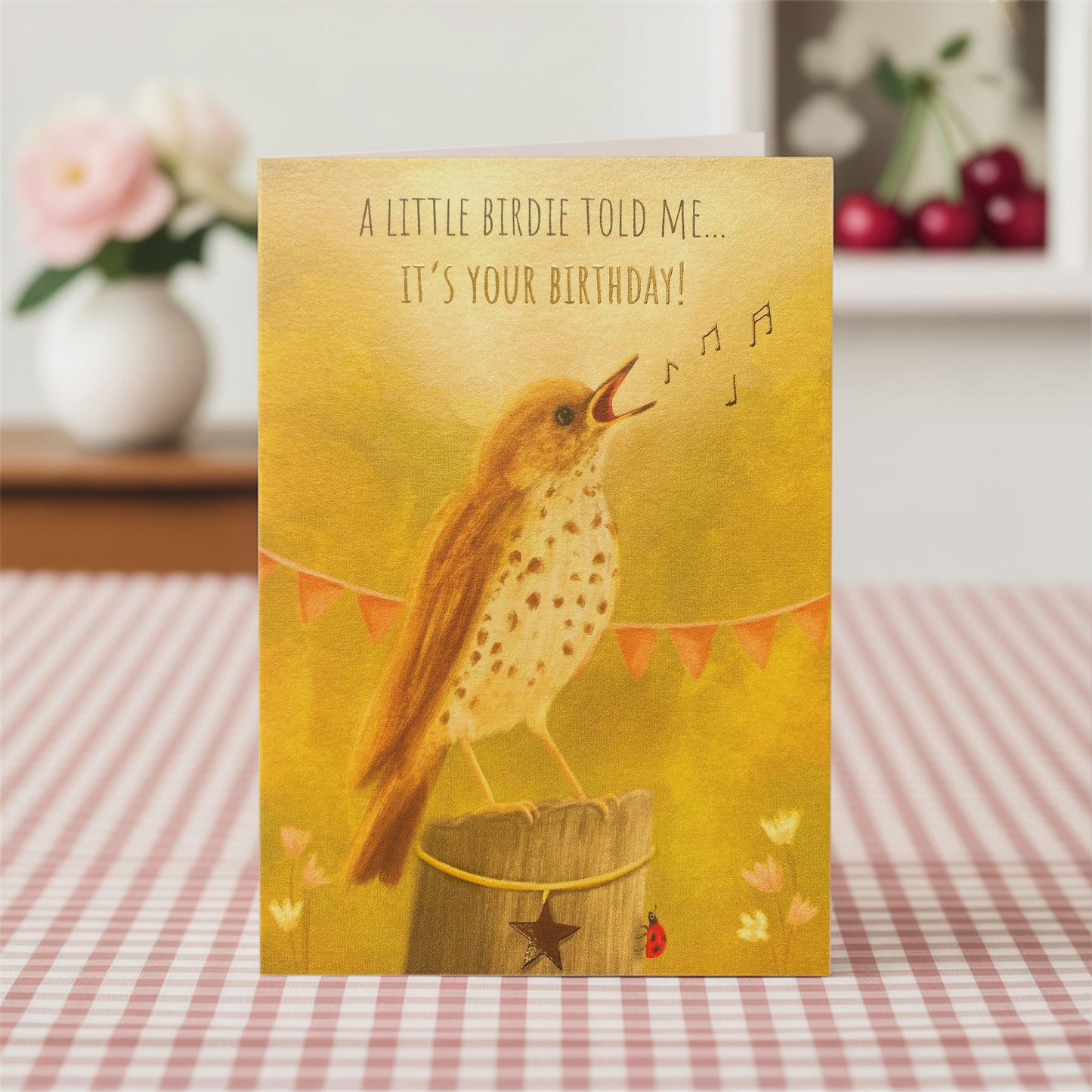 Song Thrush Birthday Greeting Card