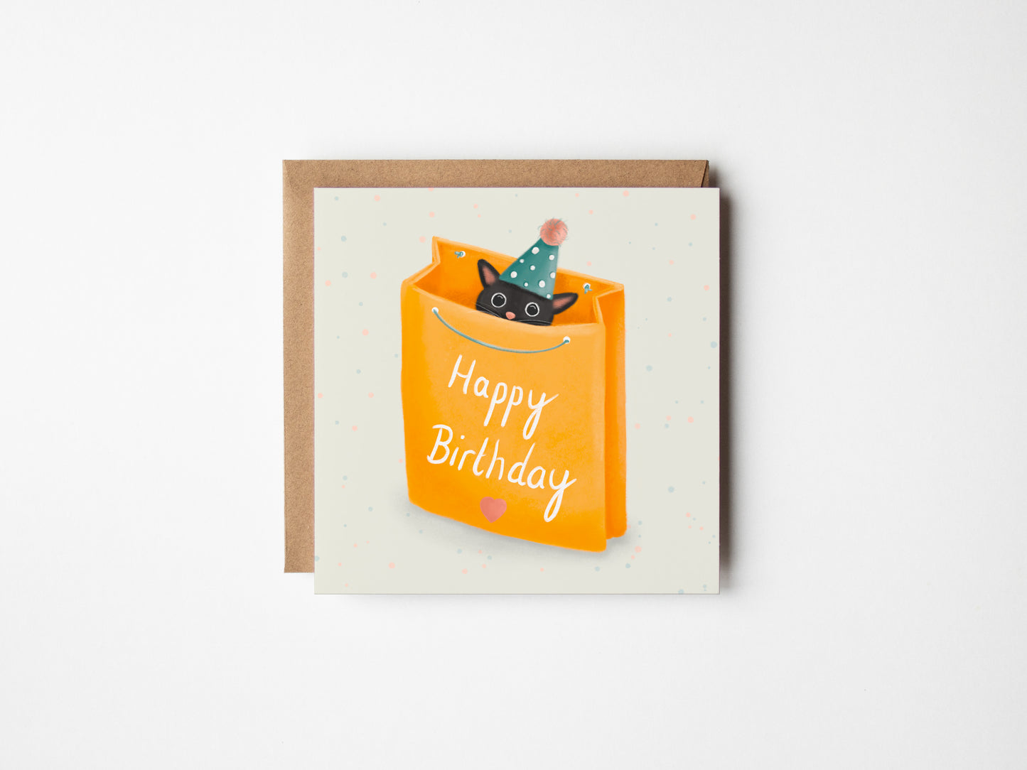 Cat in a Bag Birthday Card