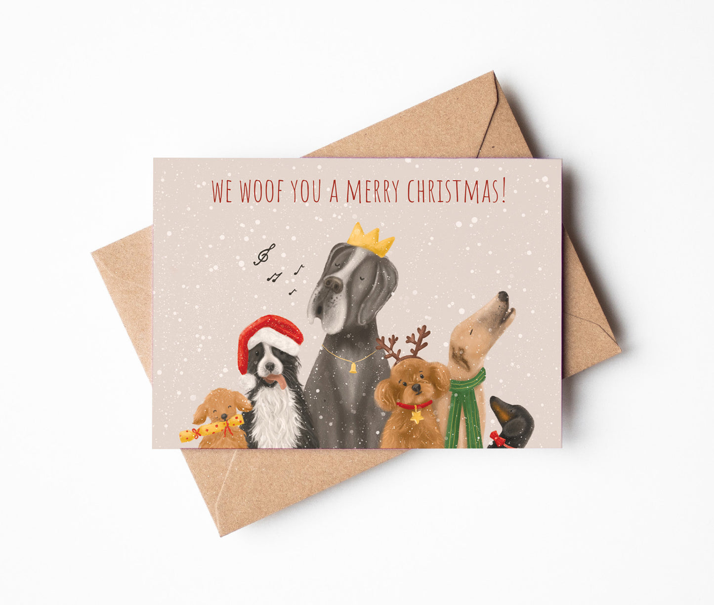 We Woof You a Merry Christmas Dogs Greeting Card