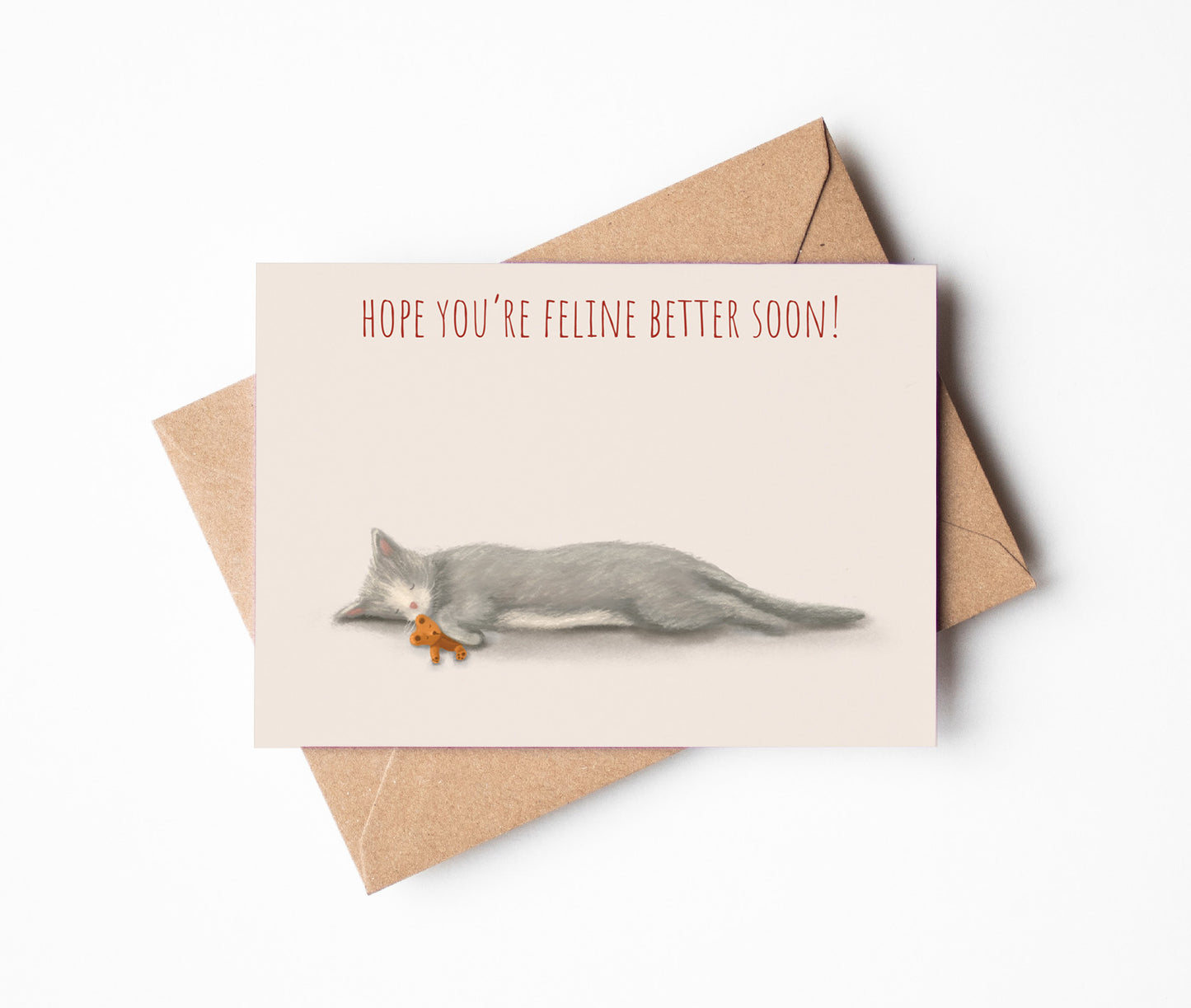 Hope you're feline better soon cat greetings card