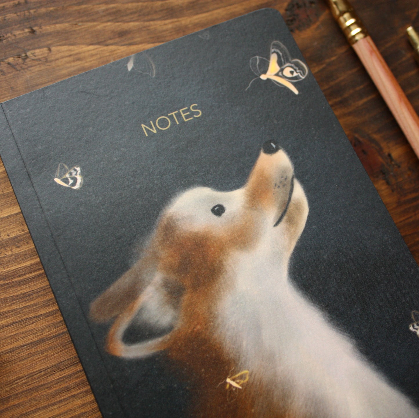 Luxury A6 Lined Fox & Moths Notebook