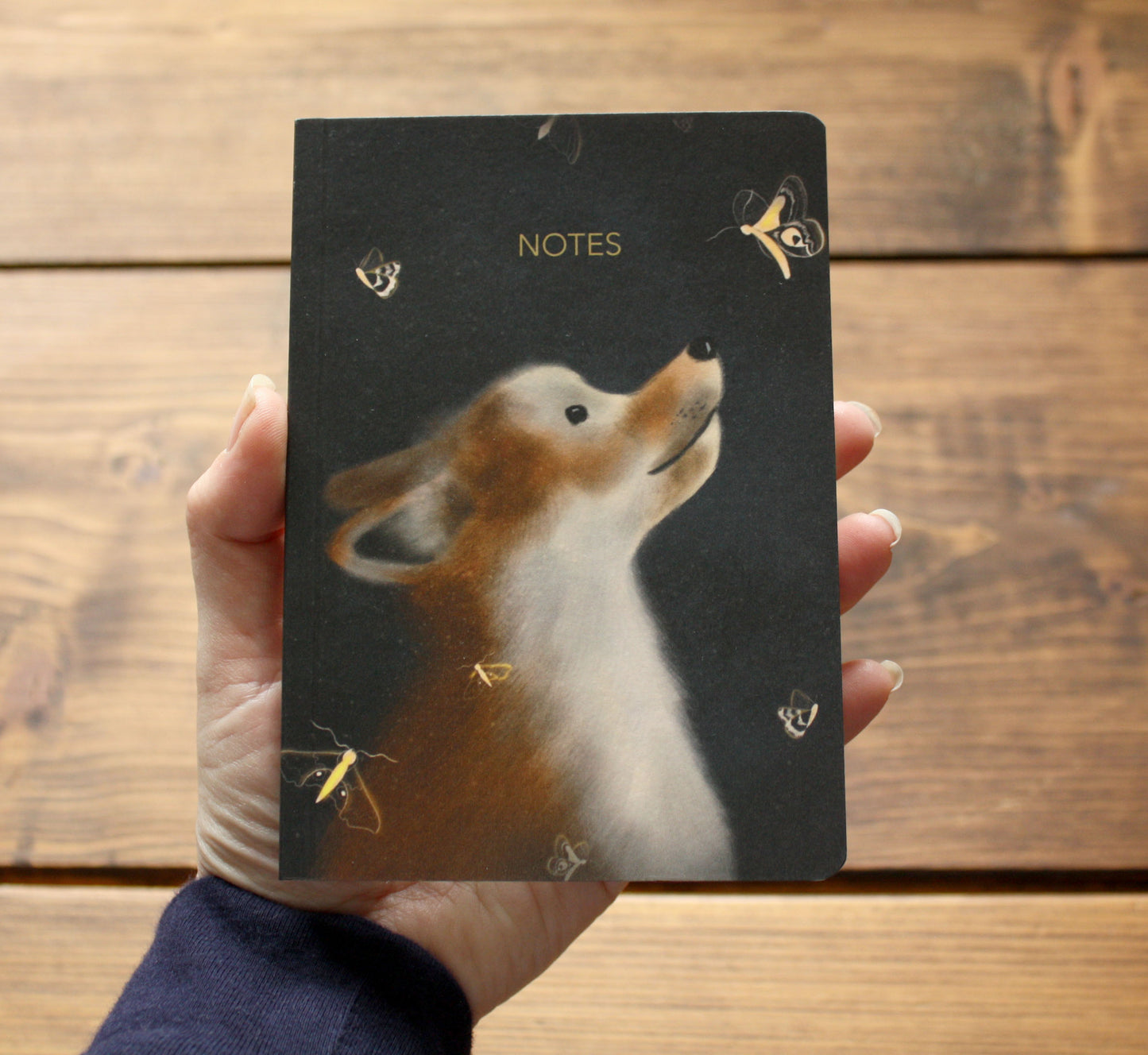Luxury A6 Lined Fox & Moths Notebook