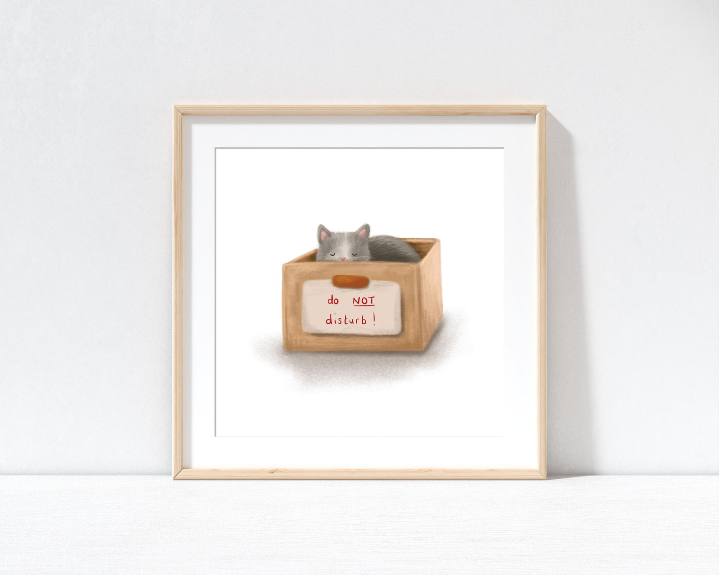 Do Not Disturb Cat Print with 9" x 9" Mount (Unframed)