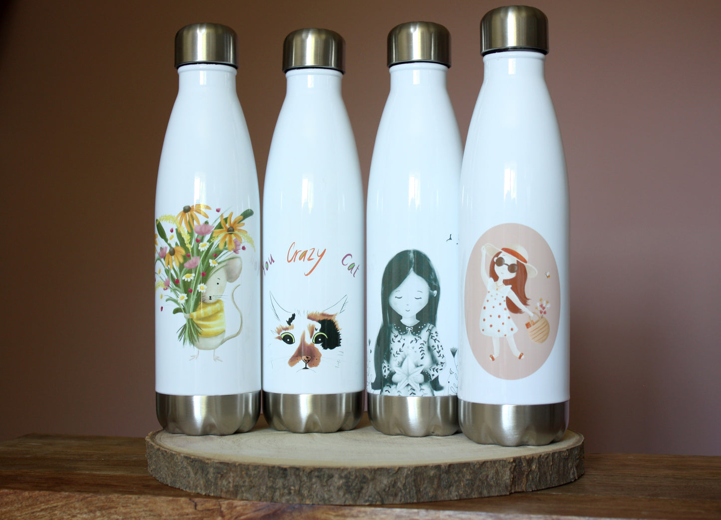 Crazy Cat Aluminium Insulated Water Bottle - SECONDS