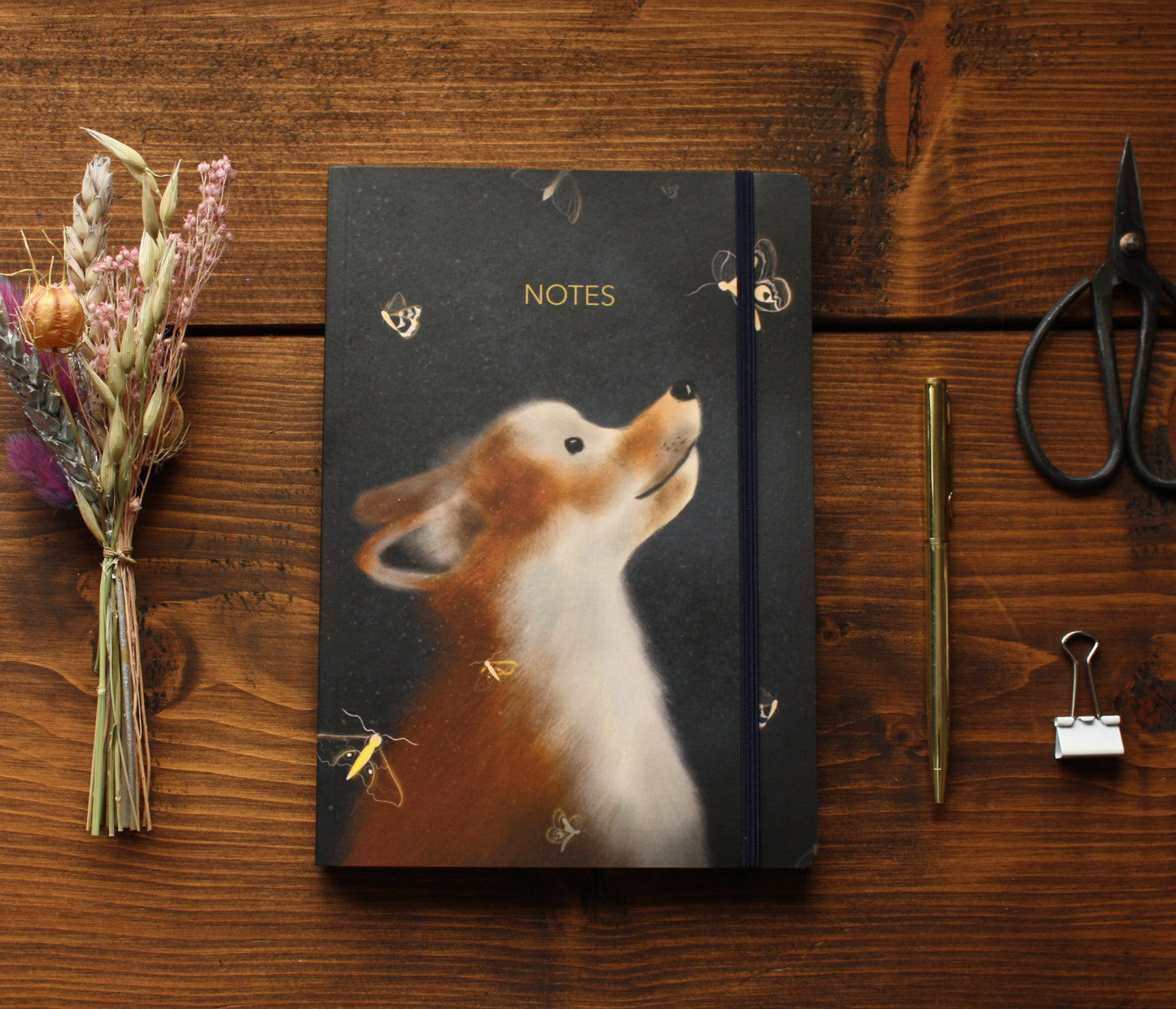 Luxury A5 Lined Fox & Moths Notebook