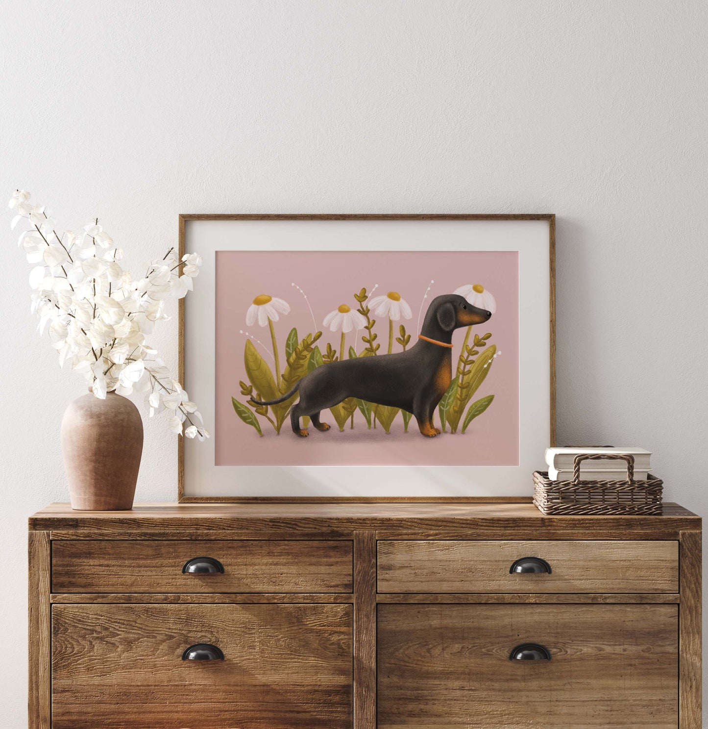 Dachshund 'Sausage' Dog Print with 16" x 12" Mount (Unframed)