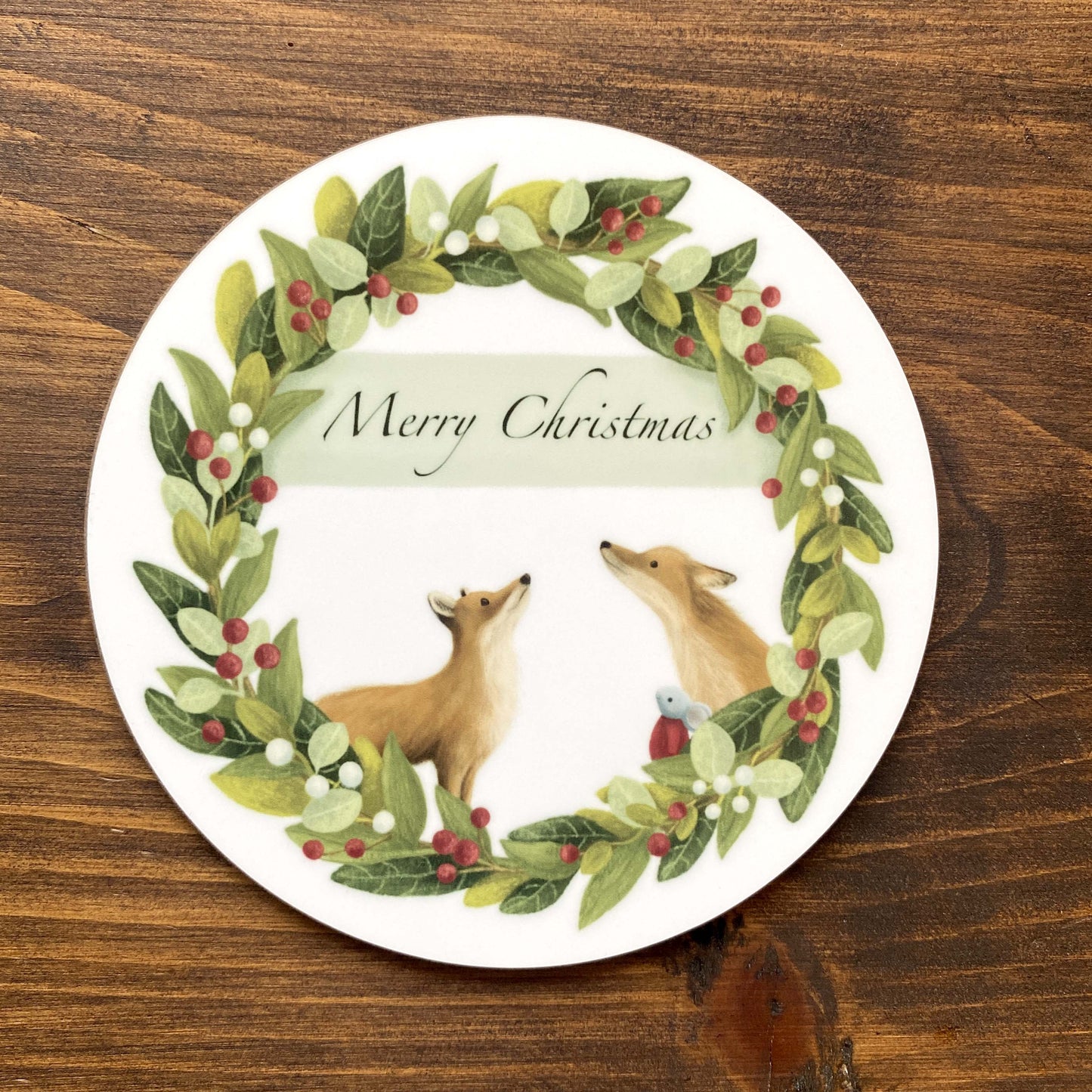 Mouse & Foxes Illustrated Gloss Christmas Coasters (set of four)