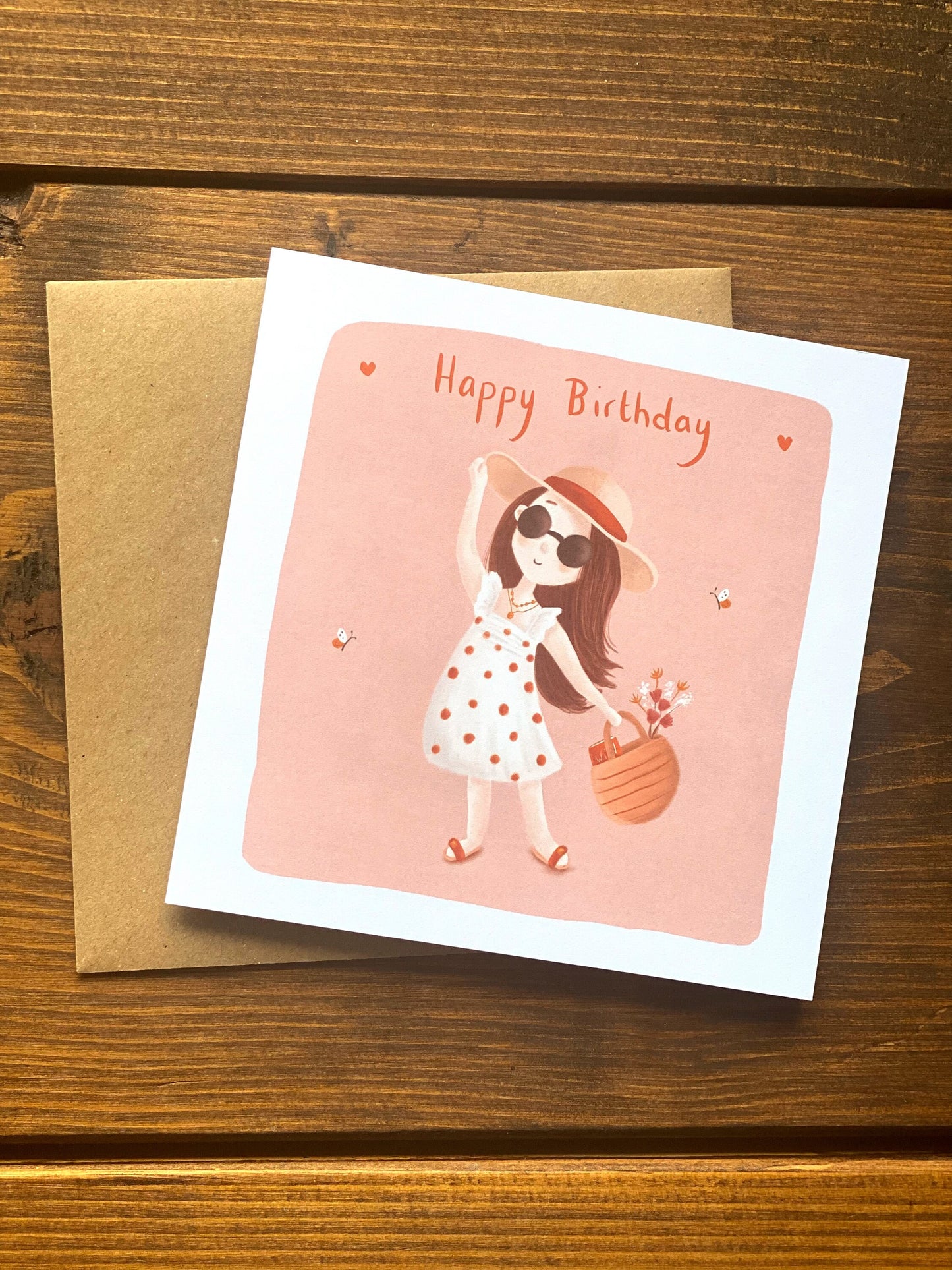 Sunhat Girl Birthday Card