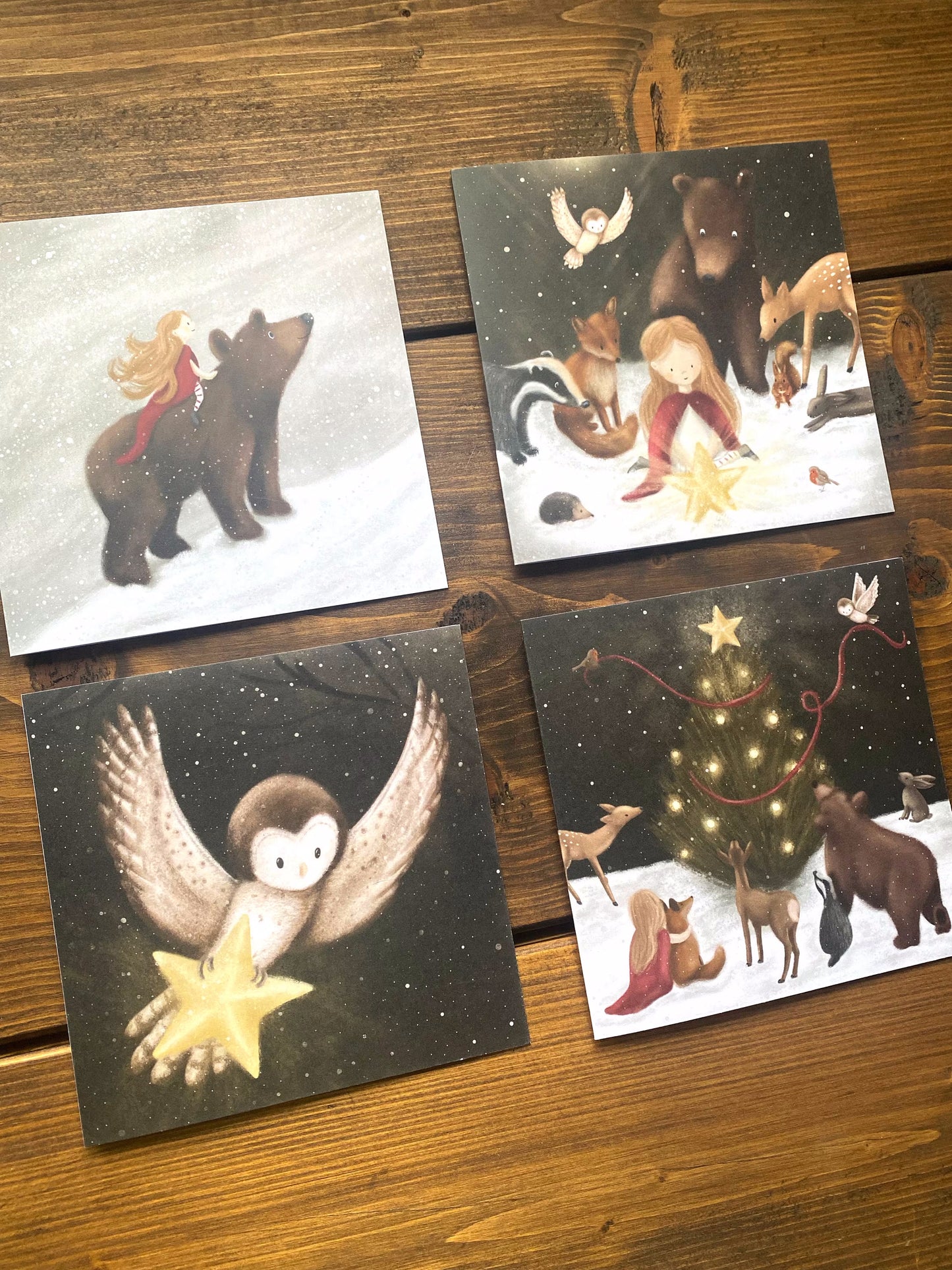 Pack of Four Woodland Animals Christmas Cards