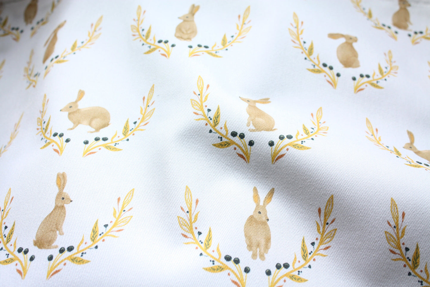 Rabbit & Floral Motif Double Oven Glove & Tea Towel Set
