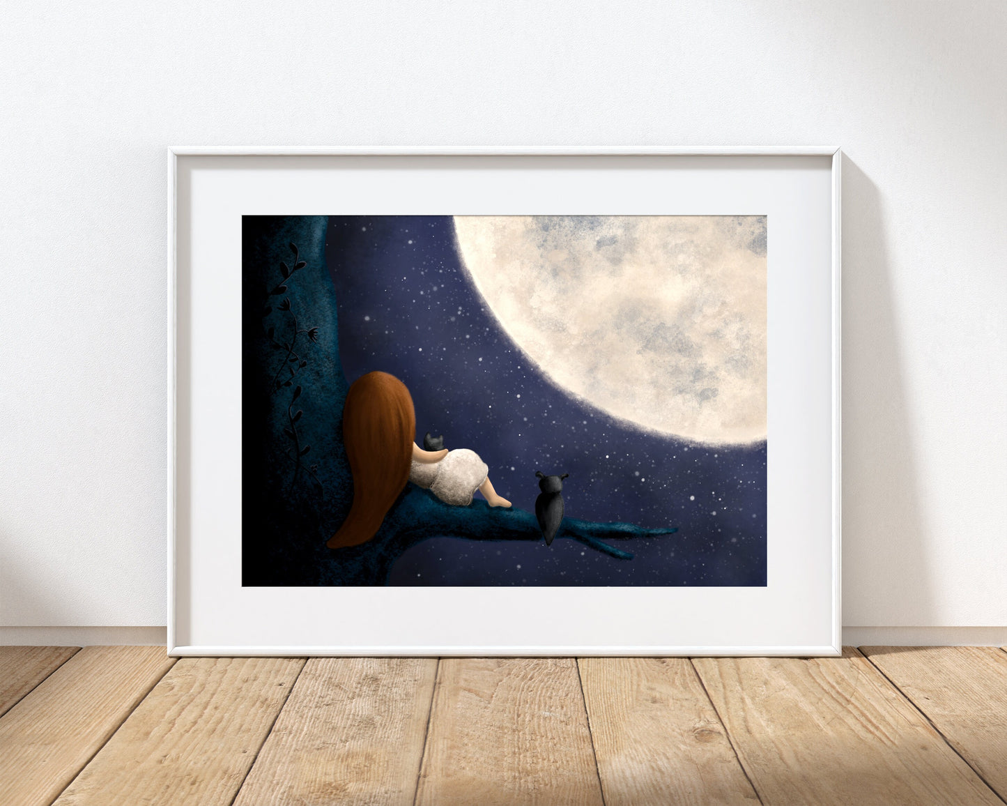 Moon & Girl Print with 16" x 12" Mount  (Unframed)