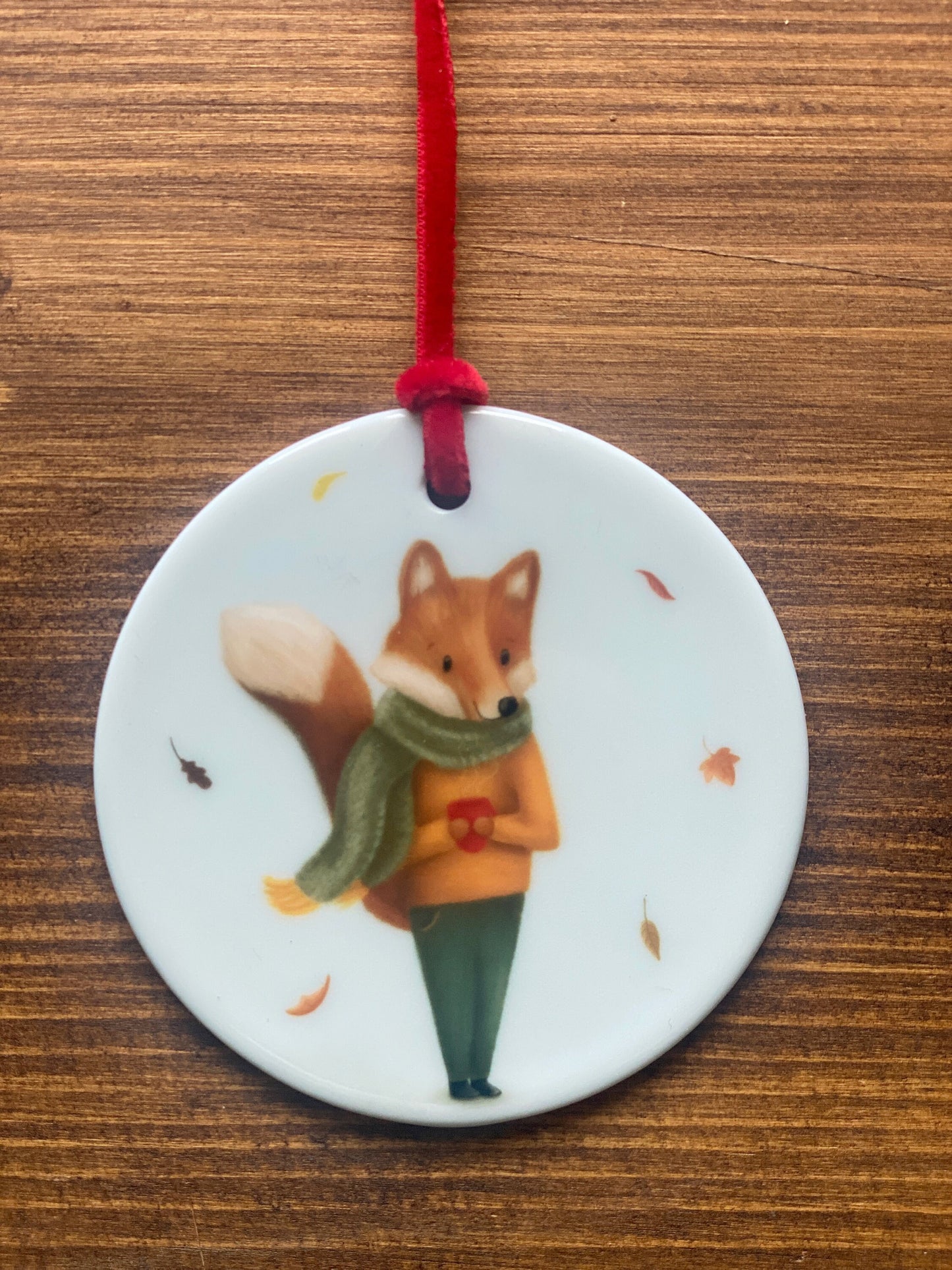 Autumn Fox Woodland Animals Ceramic Hanging decorations (single ornament) - END OF LINE SALE (Copy)