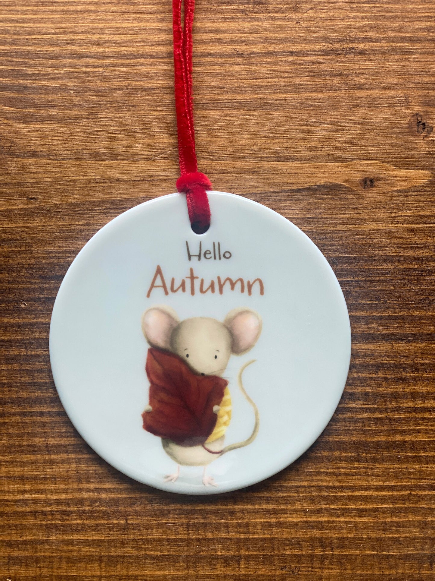 Autumn Mouse Woodland Animals Ceramic Hanging decorations (single ornament) - END OF LINE SALE