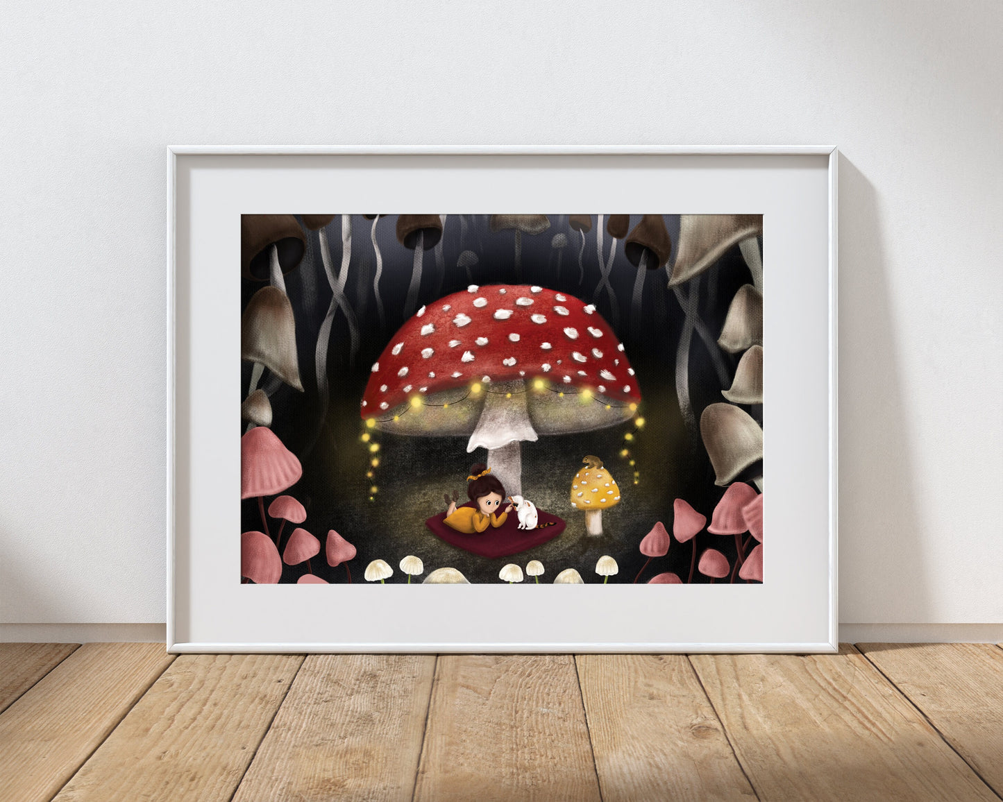Mushroom Woodland Print with 16" x 12" Mount (Unframed)