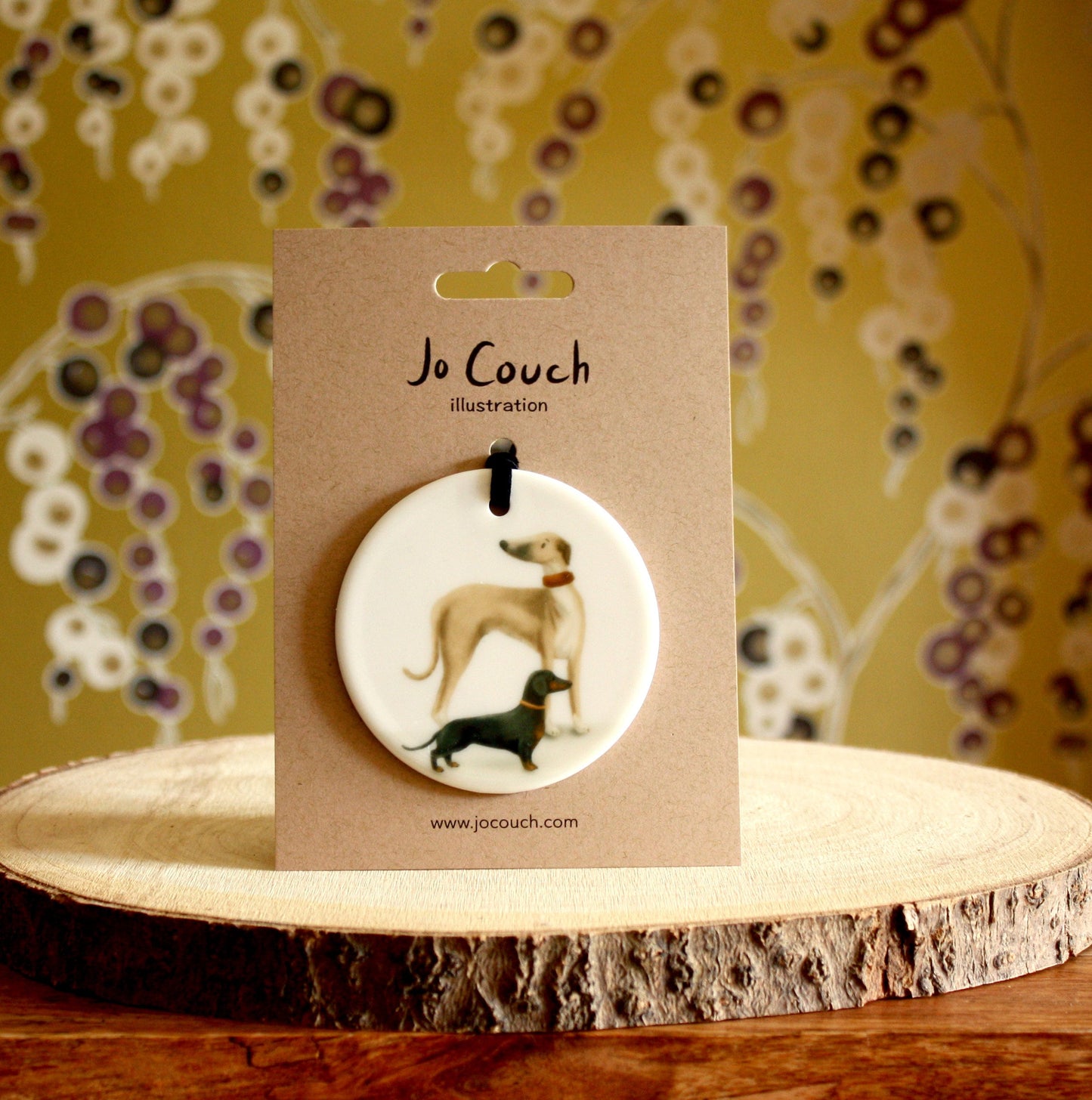 Whippet & Sausage dog ceramic ornament - END OF LINE SALE