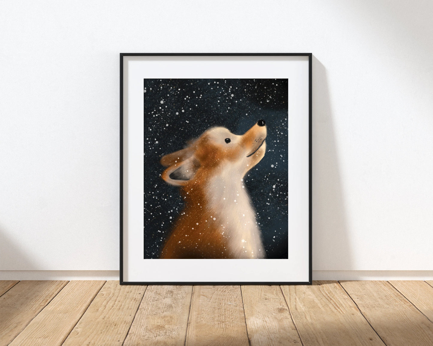 Fox in the Snow Print with 14" x 11" Mount (Unframed)
