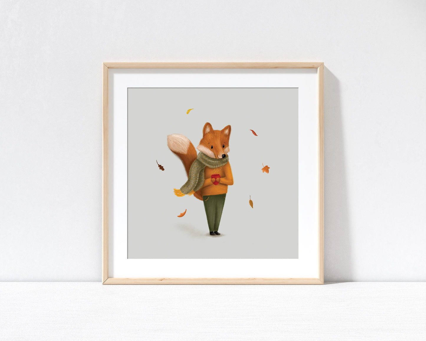 Autumn Fox Print with 9" x 9" Mount (Unframed)