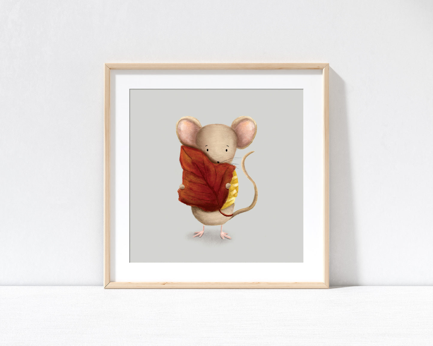 Autumn Mouse Print with 9" x 9" Mount (Unframed)