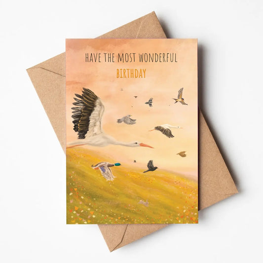 Have the Most Wonderful Birthday Birds Greeting Card - SAMPLES SALE