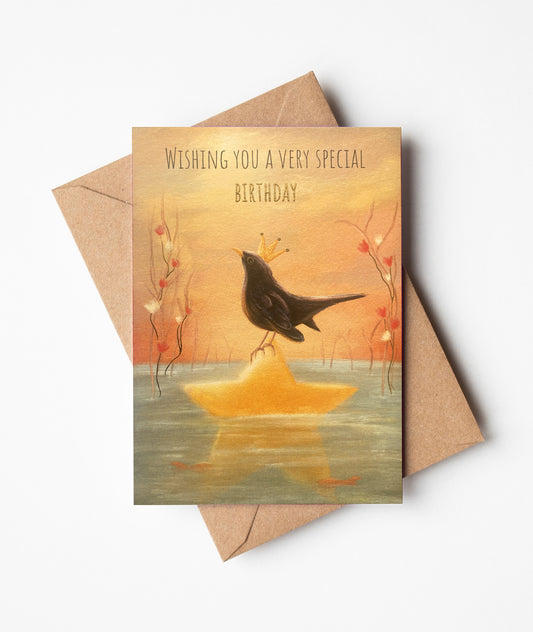 Blackbird Birthday Greeting Card