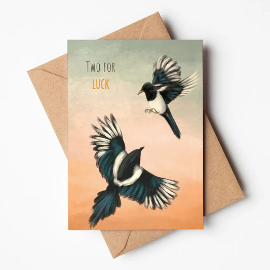 Magpies Good Luck Greeting Card - SAMPLES SALE