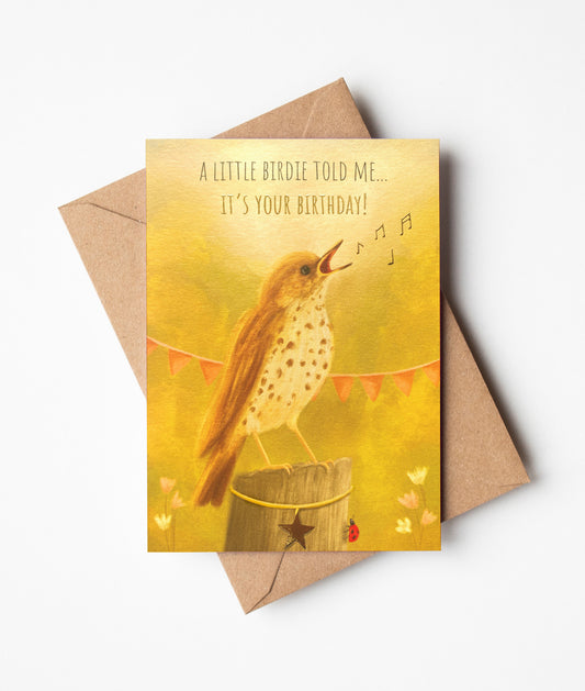 Song Thrush Birthday Greeting Card