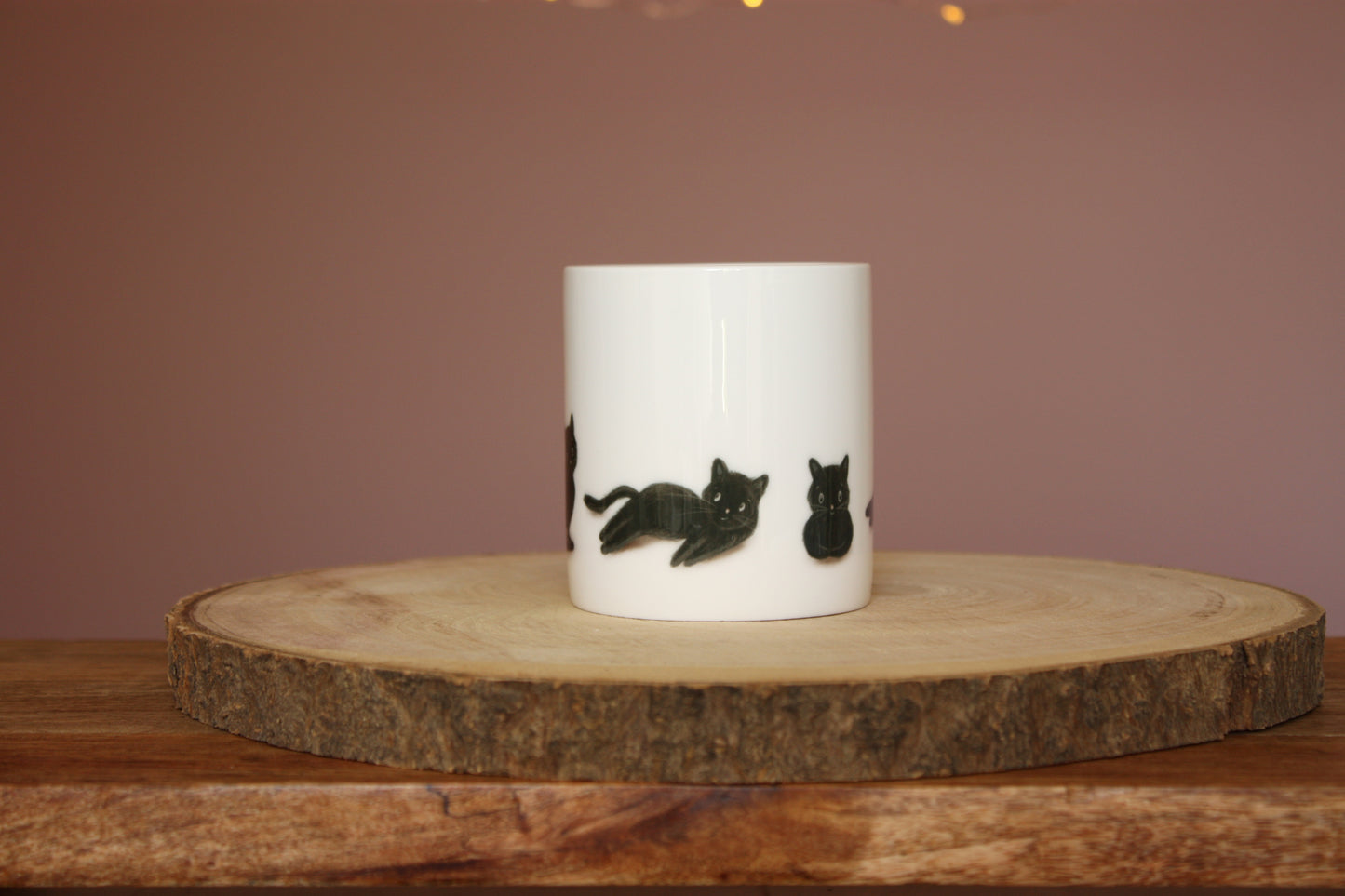 Black Cats Illustrated Bone China Mug (Double Sided) - END OF LINE SALE