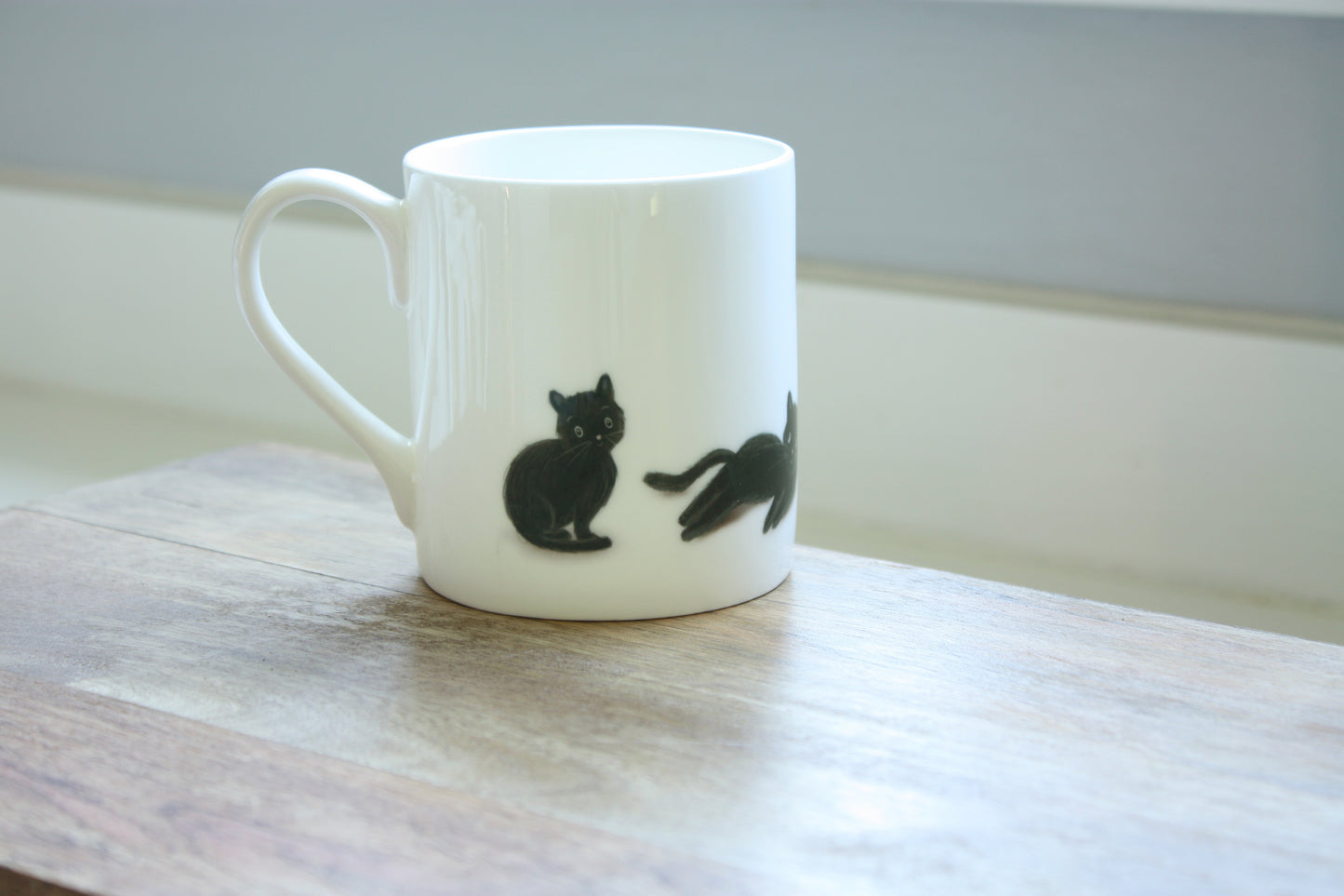 Black Cats Illustrated Bone China Mug (Double Sided) - END OF LINE SALE