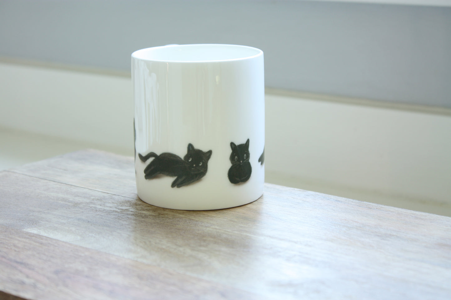 Black Cats Illustrated Bone China Mug (Double Sided) - END OF LINE SALE