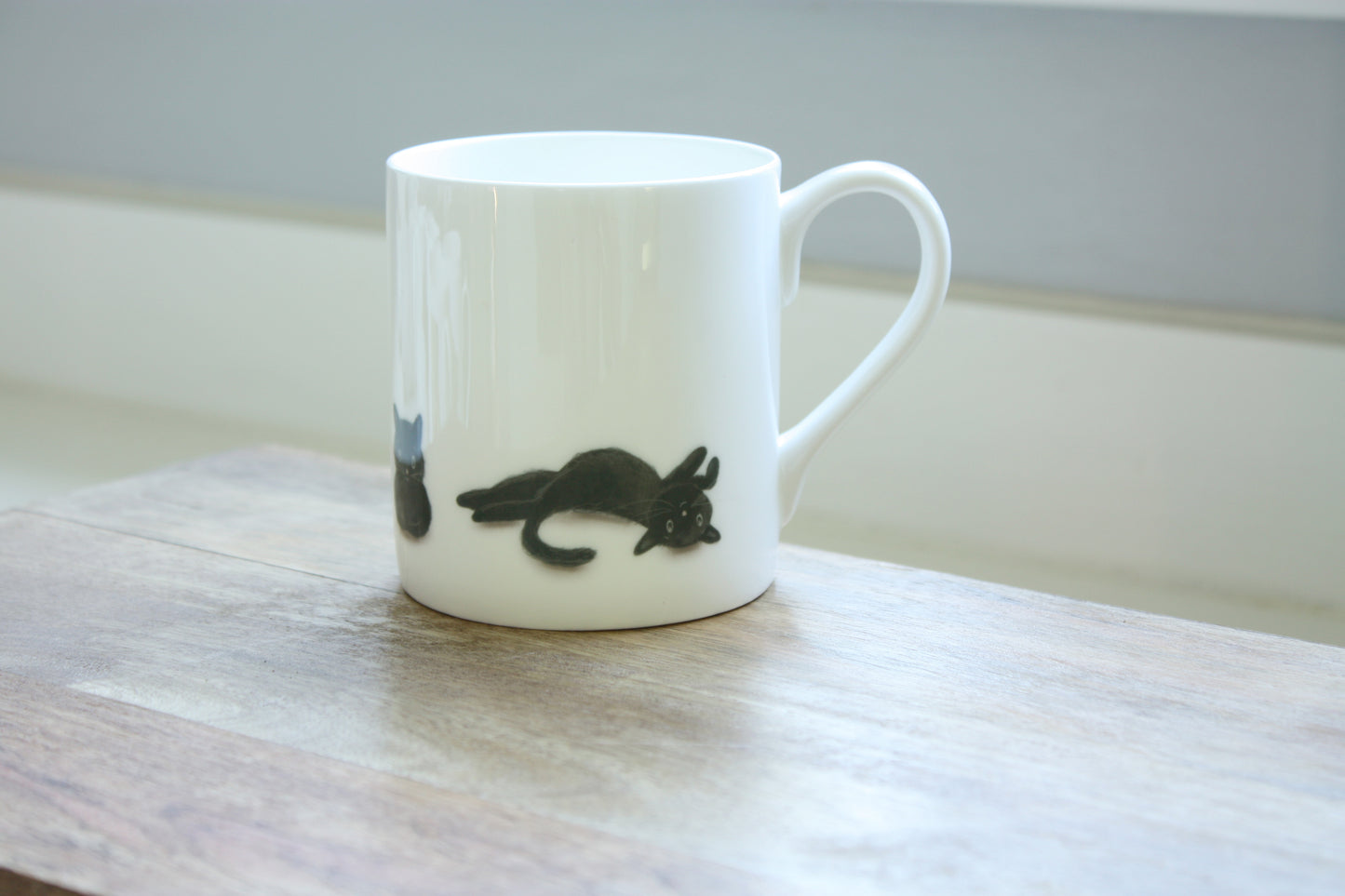 Black Cats Illustrated Bone China Mug (Double Sided) - END OF LINE SALE