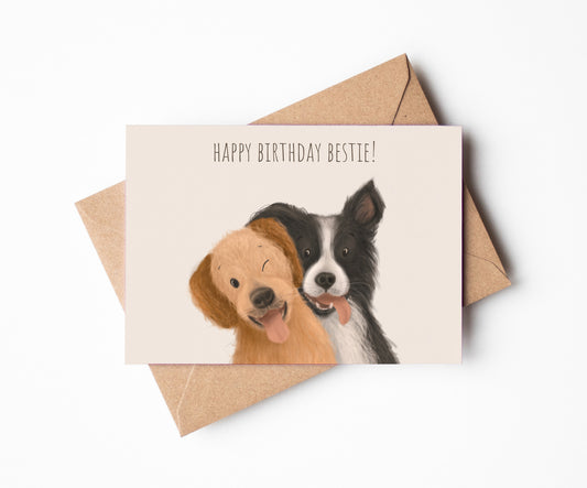 Happy birthday bestie dog greeting card