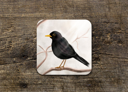 Blackbird Illustrated Gloss Coaster (Single) - END OF LINE SALE