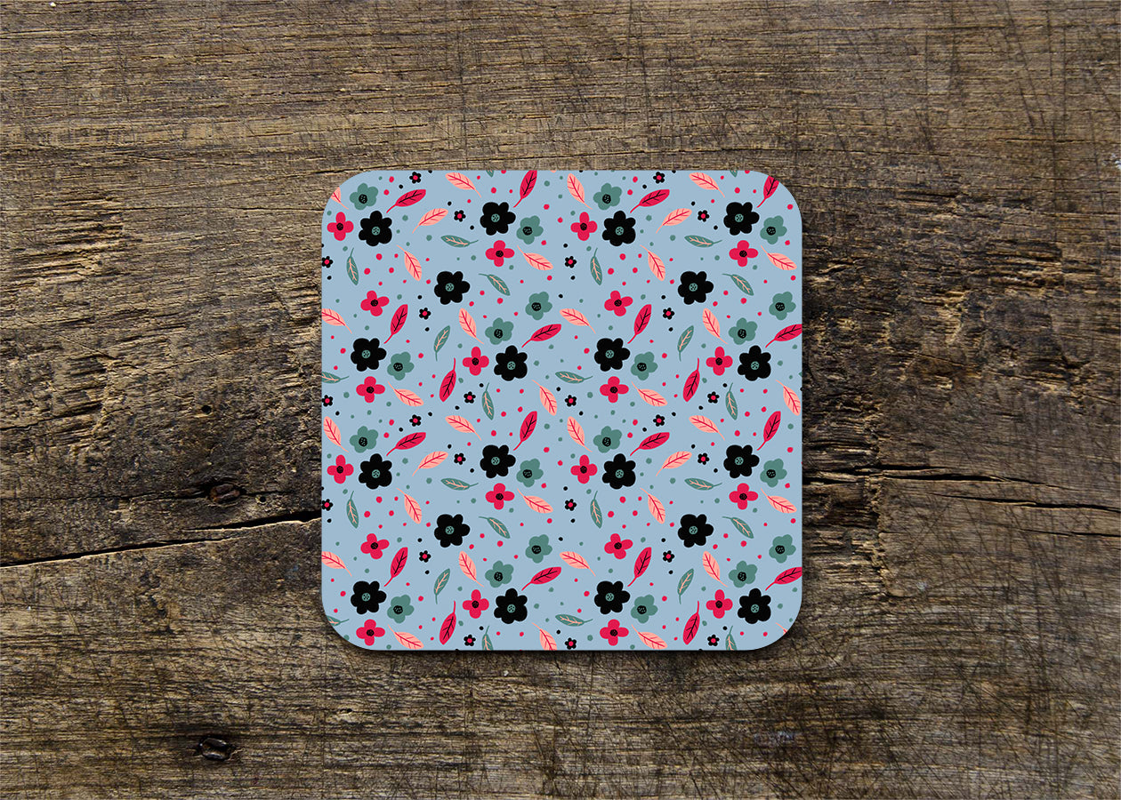 Blue Floral Gloss Coaster (Single) - END OF LINE SALE