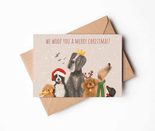 We Woof You a Merry Christmas Dogs Greeting Card