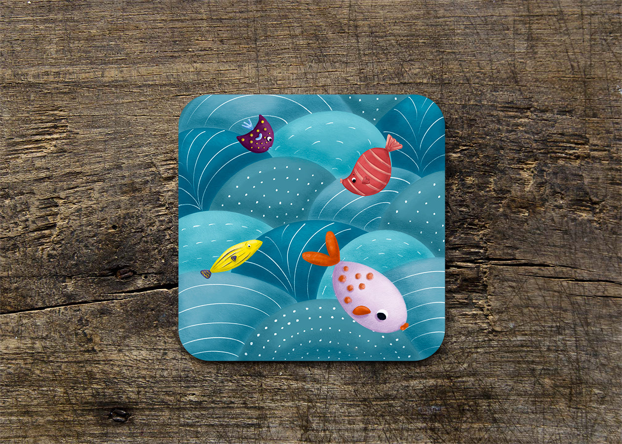 Colourful Fishes Gloss Coaster (Single) - END OF LINE SALE