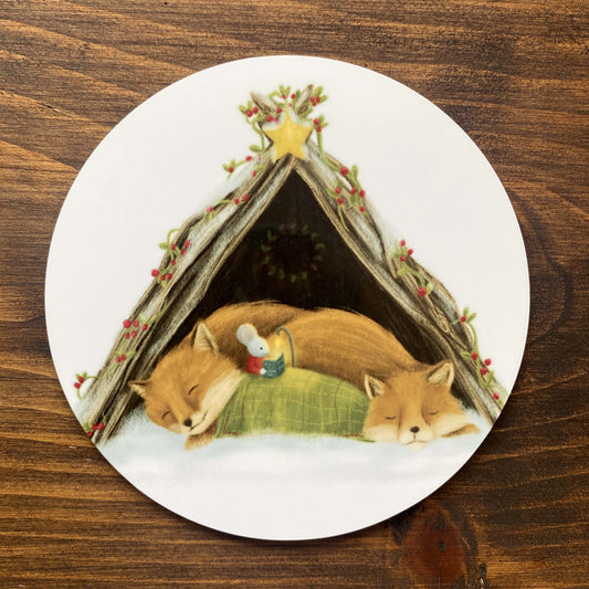 Christmas Foxes Coasters (single) - END OF LINE SALE