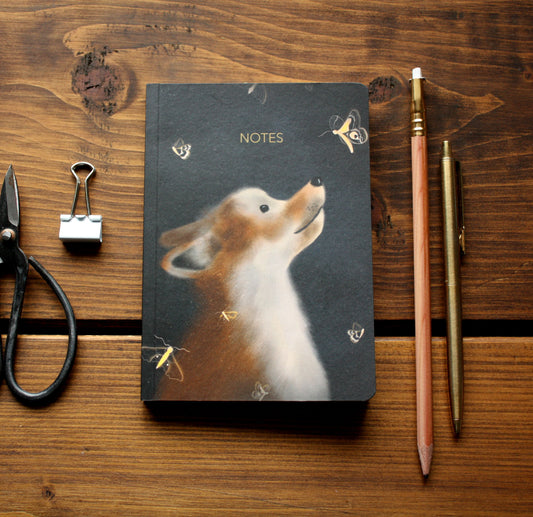 Luxury A6 Lined Fox & Moths Notebook