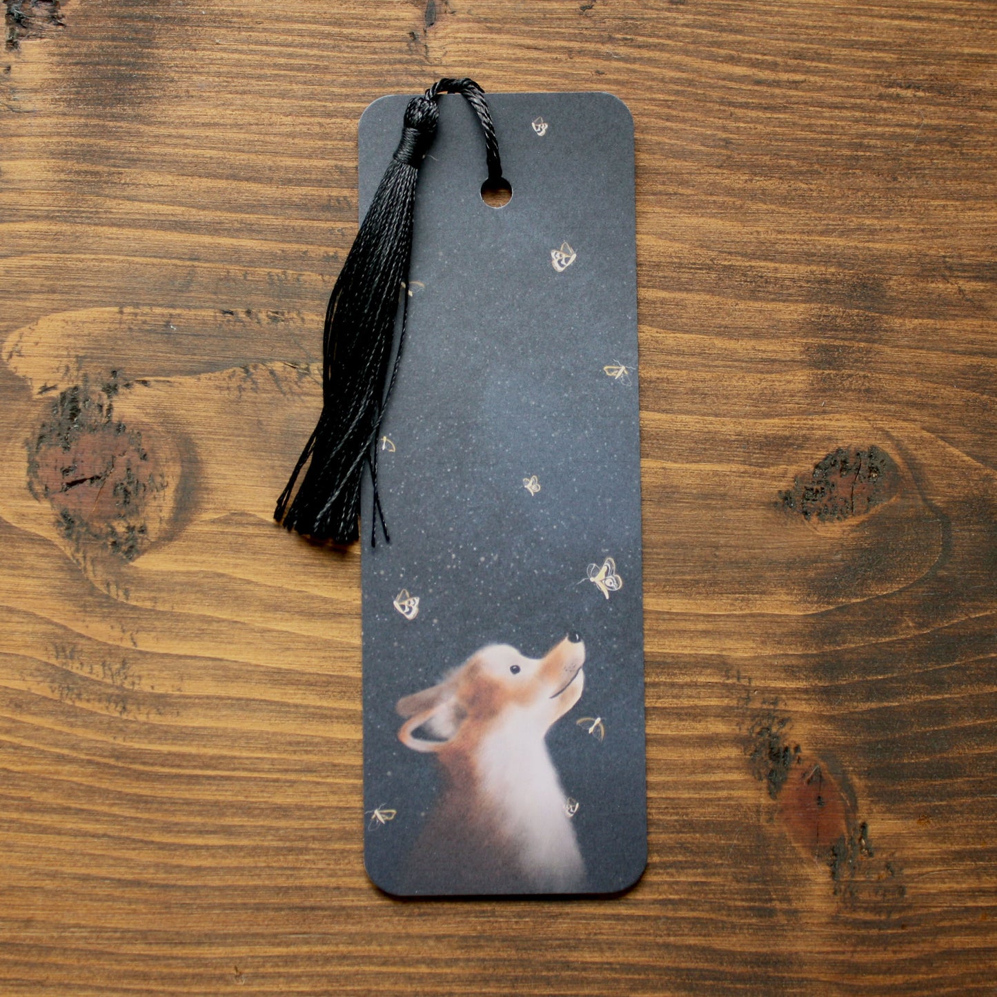 Fox & Moths Design Bookmark with Tassel