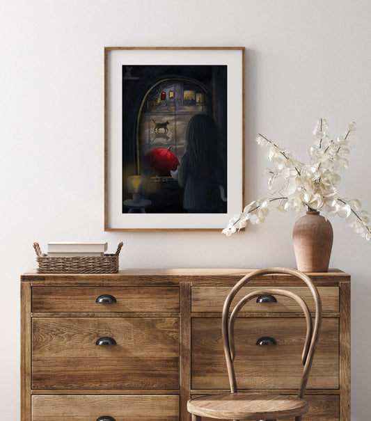 Night Window Print with 16" x 12" Mount  (Unframed)