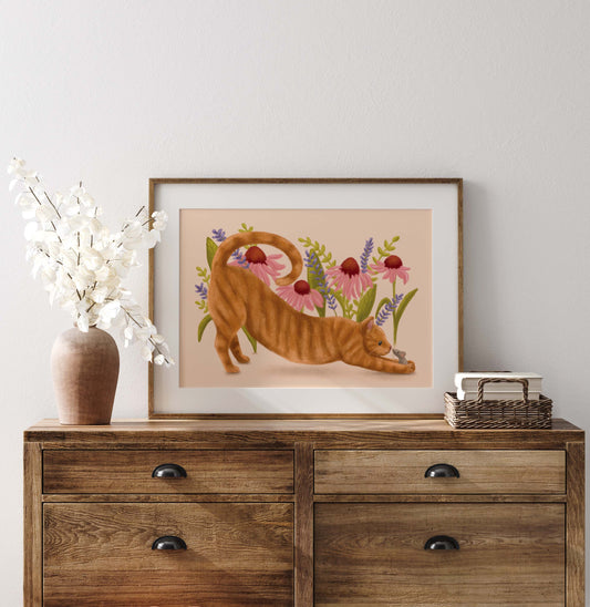 Ginger Cat & Mouse Print with 16" x 12" Mount  (Unframed)