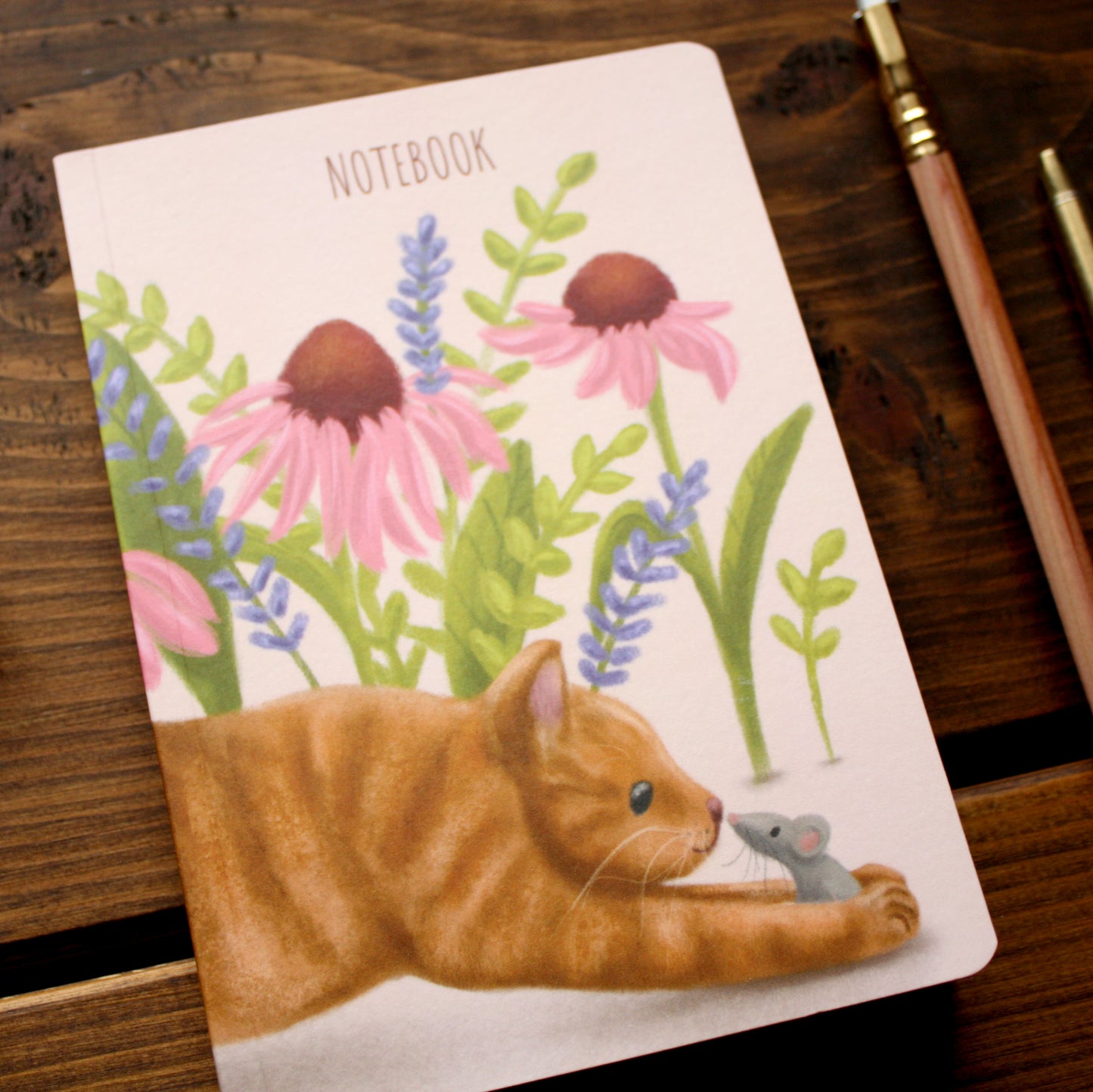 Luxury A6 Lined Ginger Cat & Mouse Notebook