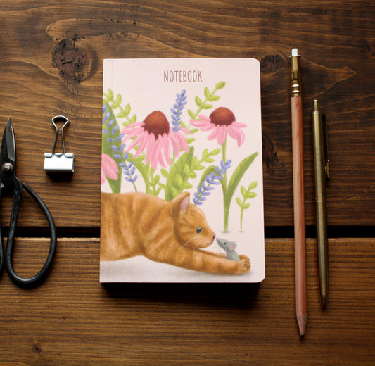 Luxury A6 Lined Ginger Cat & Mouse Notebook