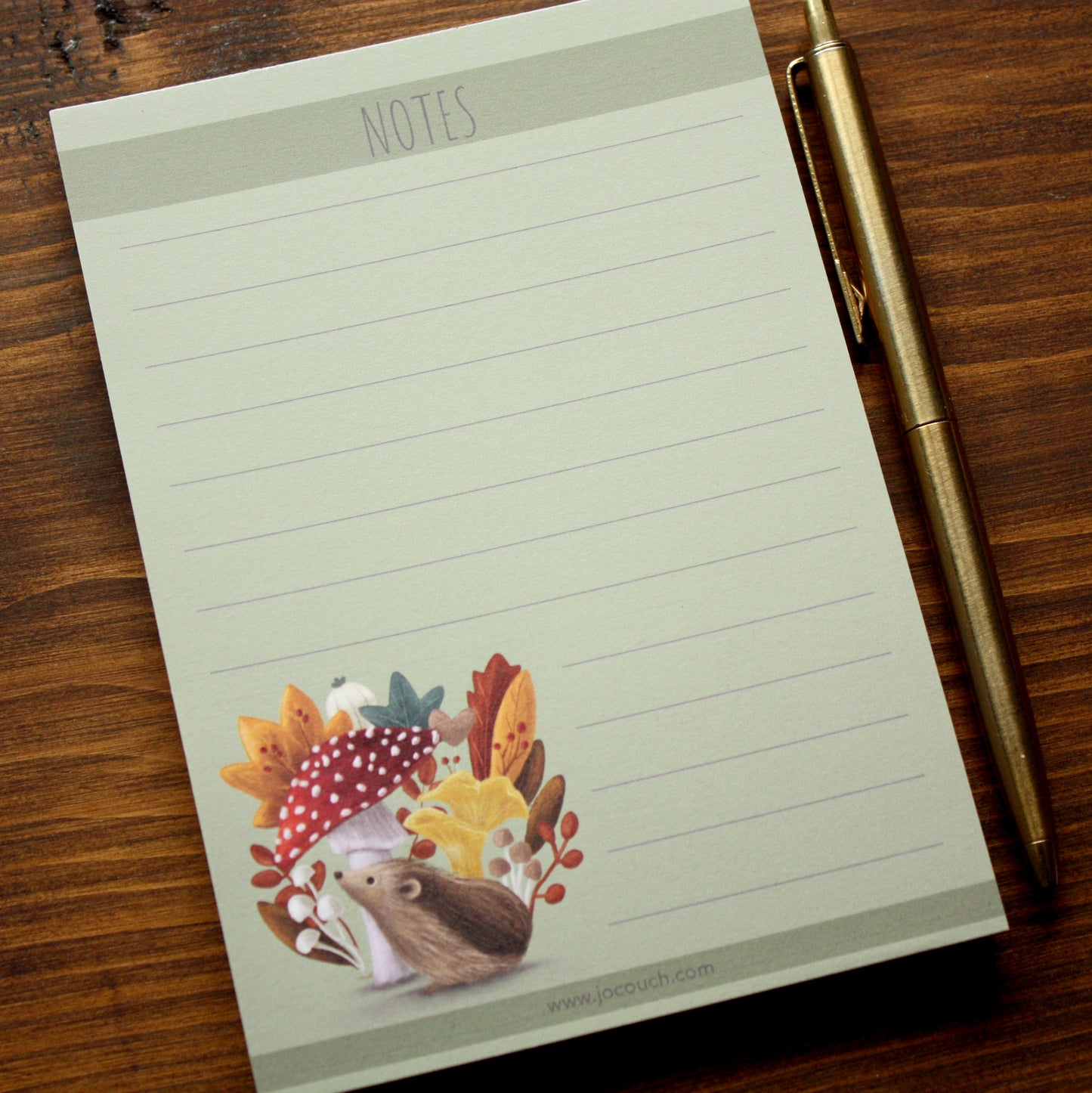 Hedgehog & Mushroom Design A6 Note Pad
