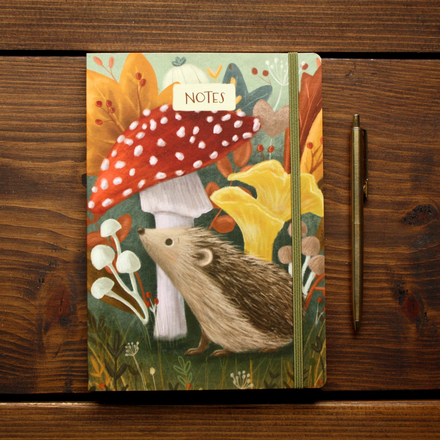 Luxury A5 Lined Hedgehog & Mushroom Notebook