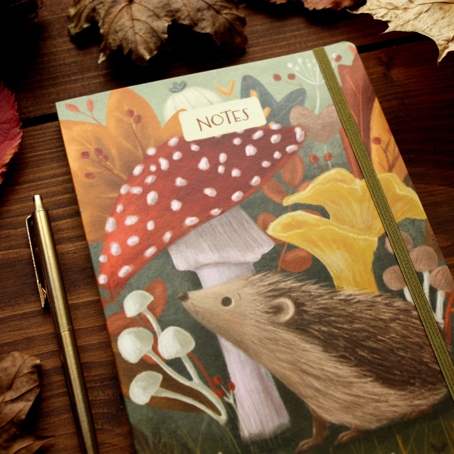 Luxury A5 Lined Hedgehog & Mushroom Notebook