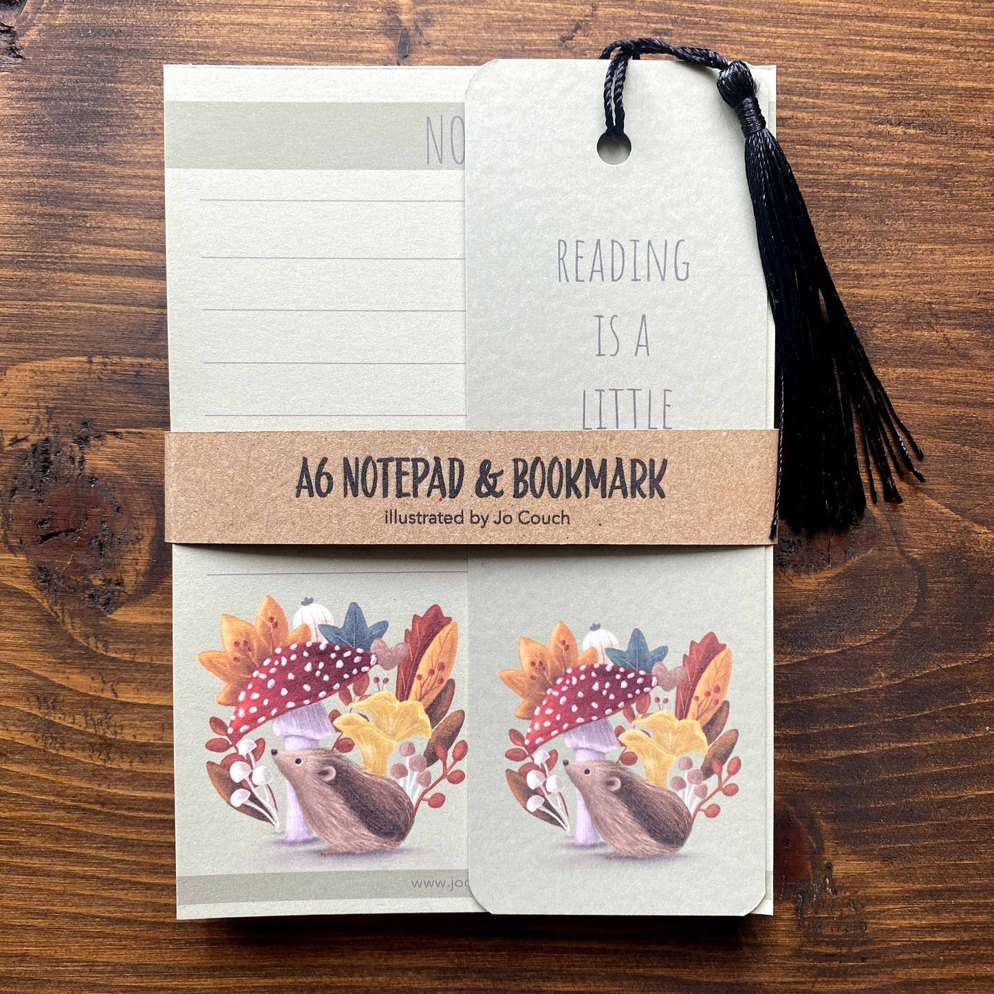 Hedgehog & Mushroom A6 Note Pad & Bookmark Bundle
