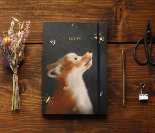 Luxury A5 Lined Fox & Moths Notebook