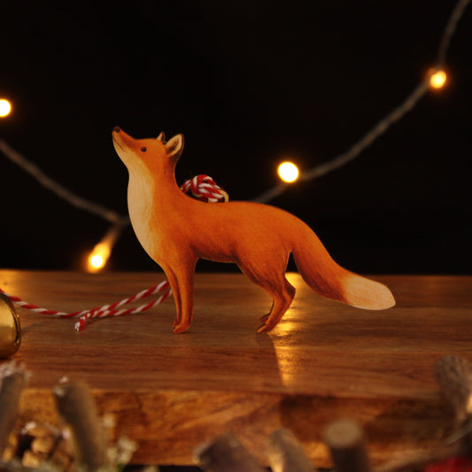 Standing Fox Wooden Hanging Decoration