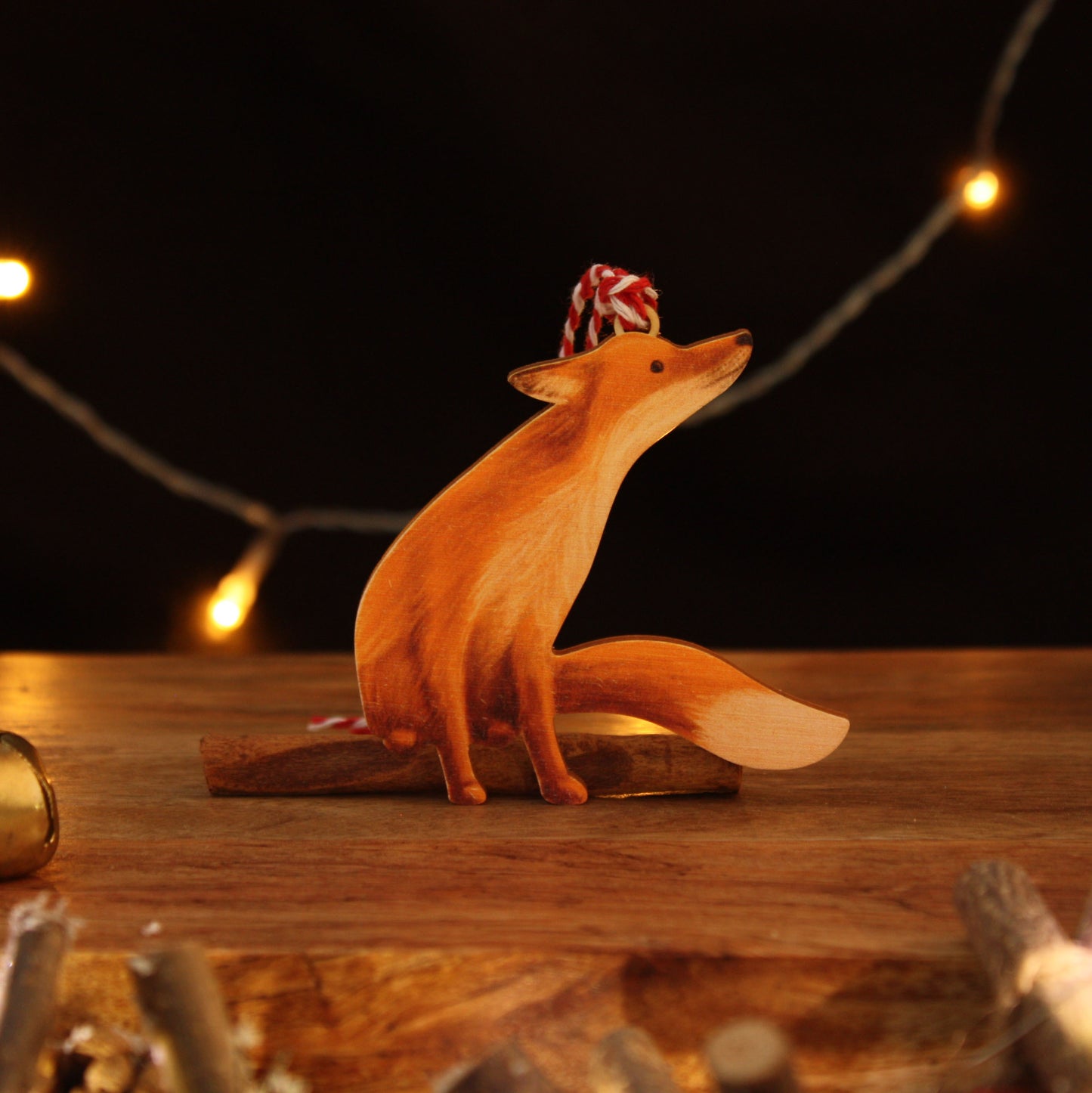 Sitting Fox Wooden Hanging Decoration