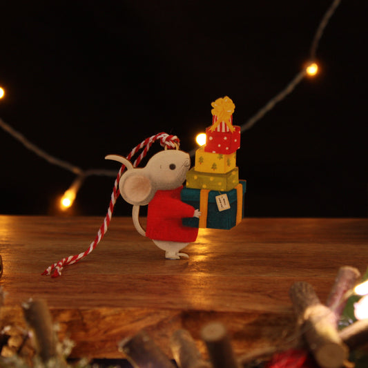 Mouse with Presents Christmas Decoration